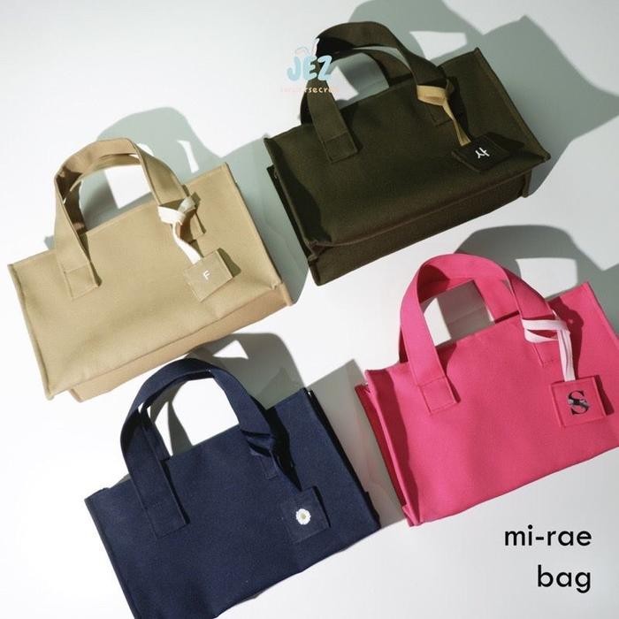 READY Mi-rae Korean Canvas Bag FREE CUSTOM INISIAL/GAMBAR/LOGO tas kanvas korea mini glee bag