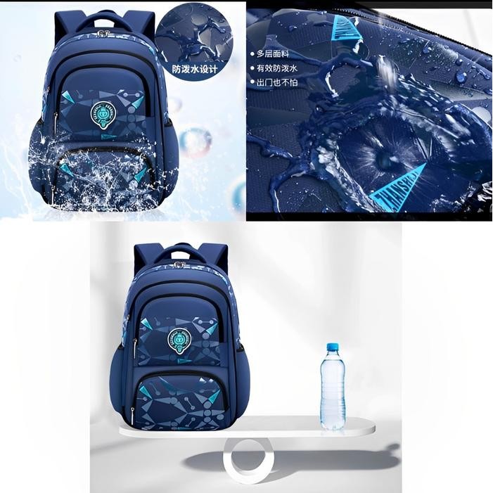 Tas Trolly Anak Laki Laki Sd Smp Remaja Roda 3/Roda 6 Anti Air Troli Naik Tangga Serbaguna