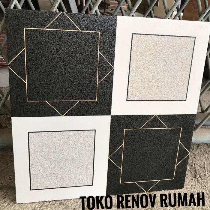 Keramik Lantai 40X40 Putih Motif/ Keramik Hitam Motif/ Keramik Garasi Kode 1096