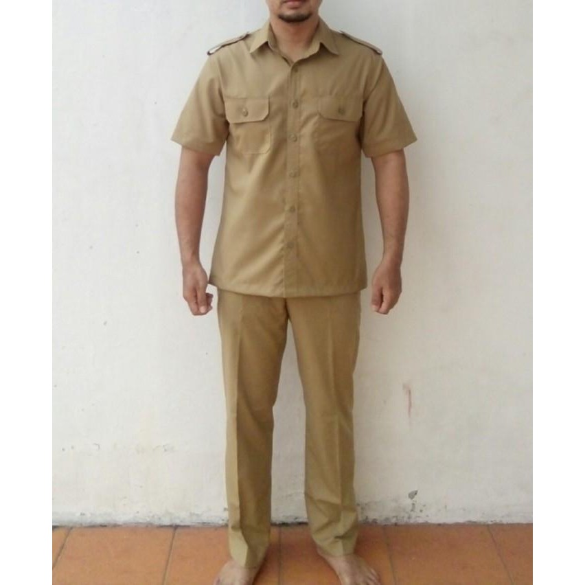 Seragam Pns Pria Pdh Pemda Nagata Drill Ukuran Xs Sampai 7L Khaki Muda Berkualitas