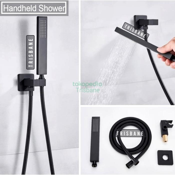 Shower Set Hitam Big Size 10 Inch Wall Shower Mandi Tanam Premium Pasti Ori