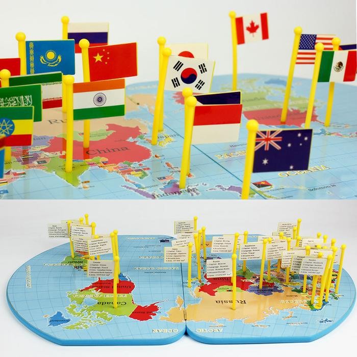 Montessori Map Of The World National Flag