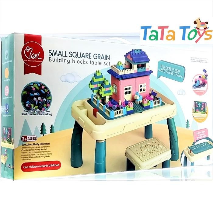 Yerl-A Building Blocks Table Set - Meja & Kursi + 120 Pcs Lego Brick