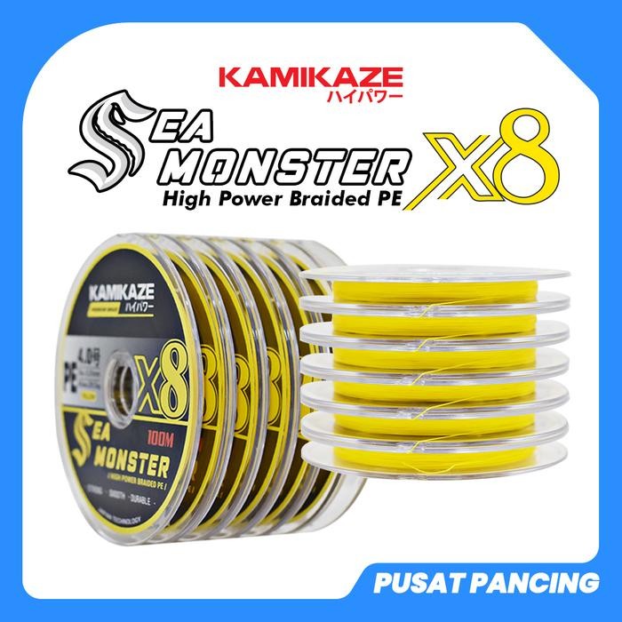 KAMIKAZE Snar Pancing Pe SEA MONSTER X8 (YLW) 100M Connecting