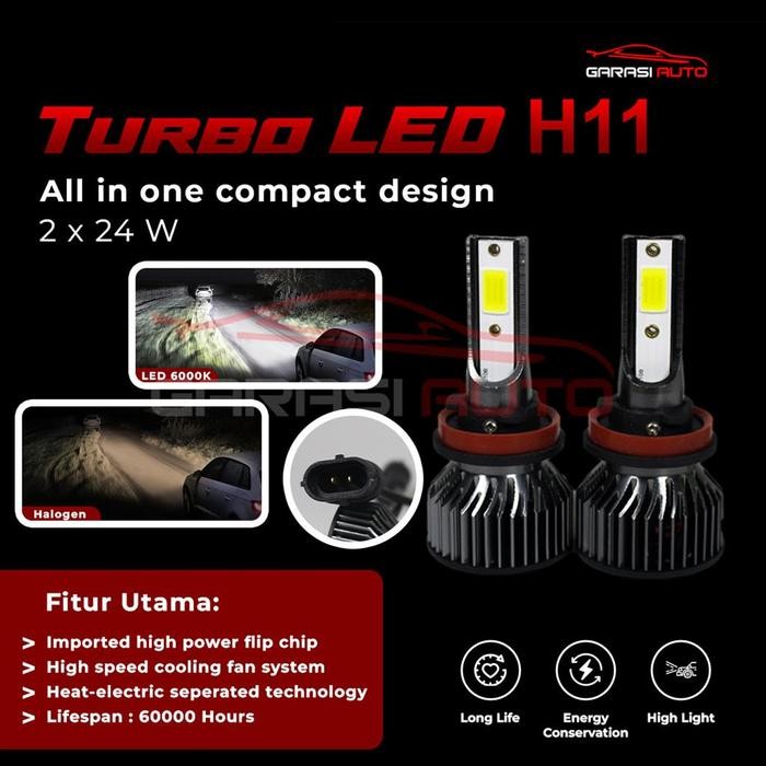 TURBO LED Lampu Foglamp H11 /H16 Putih Fog lamp Mobil Avanza Xenia Agya Ayla Car *