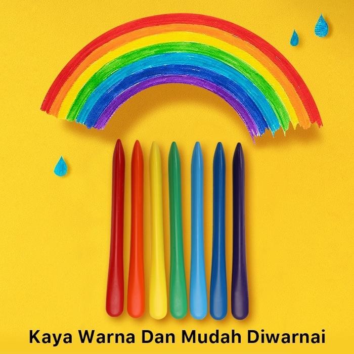 

Aimilo Crayon Set Krayon Plastik 12/24 Warna Cerah Bentuk Segitiga