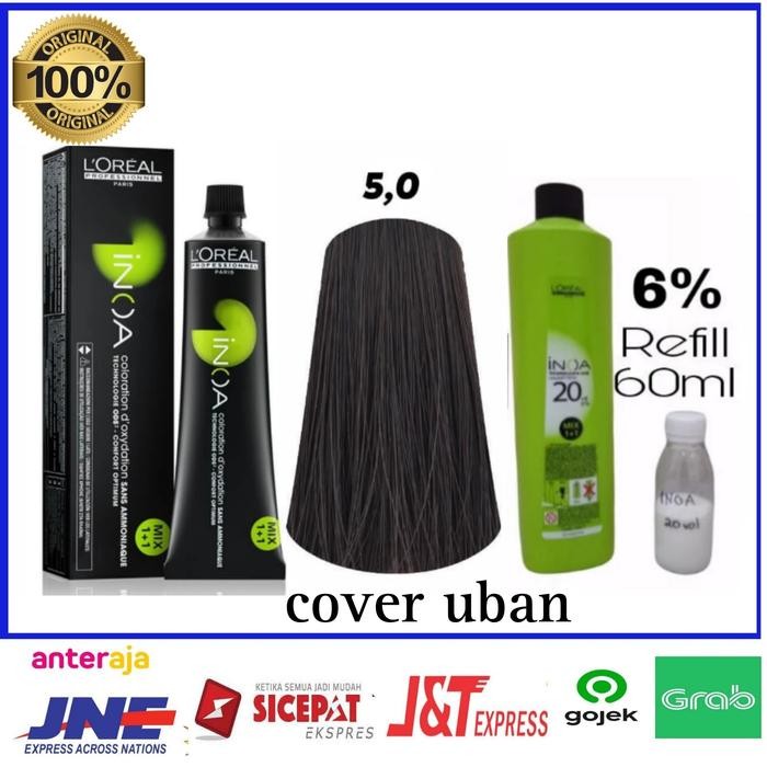 cat rambut Loreal inoa 5.0 (cover uban) + oxidant inoa 60ml