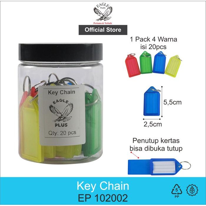 

EAGLE PLUS Gantungan Kunci Key Ring Name Tag Label Isi 20/pack