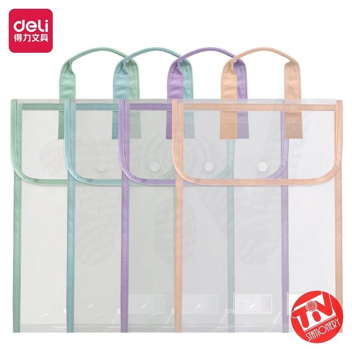 

Tas Kancing Multifungsi Deli Document Bag PVC Transparan A4 w/ Handle