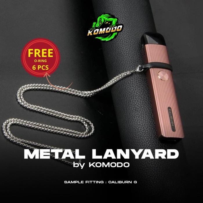 

Lanyard Rantai stainless steel Tahan Karat I Lanyard Metal 38cm Free 6pcs Karet O-Ring