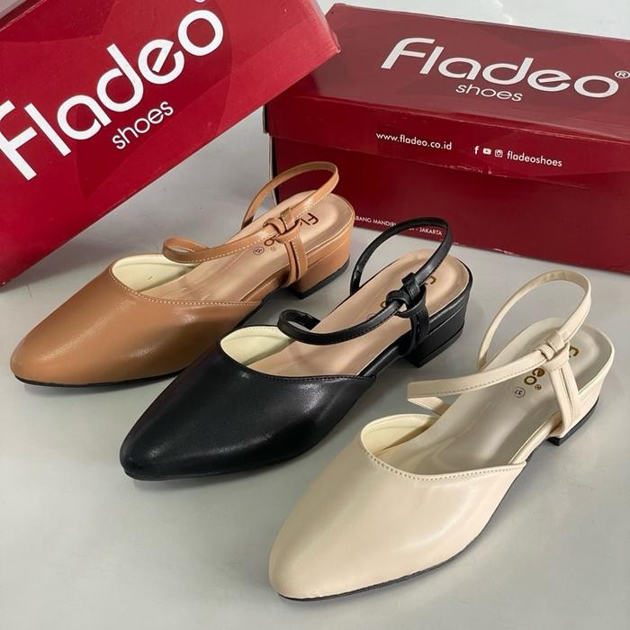 Fladeo T2 sendal selop bustong tali wanita heels 3 cm Shoes