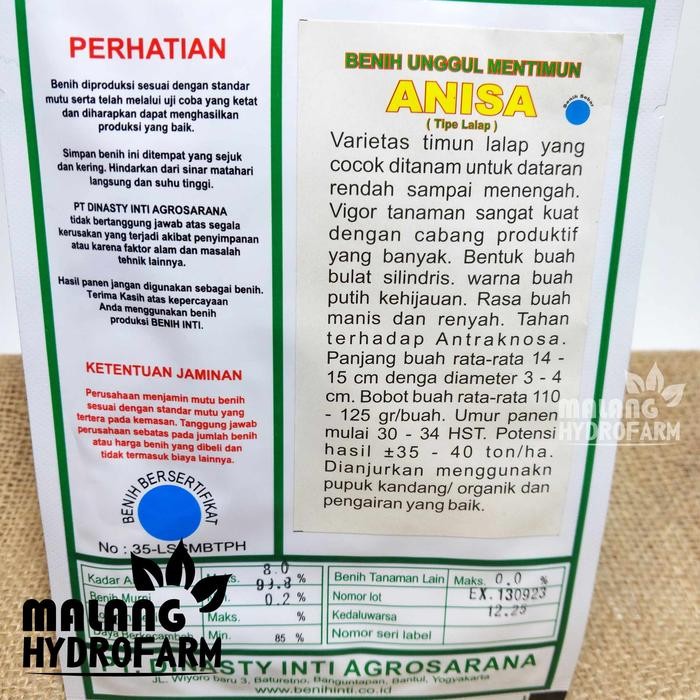 Tn Benih Mentimun Lalap Anisa 20 G Benih Inti Dataran Menengah Tinggi Biji Bibit Timun Lalapan