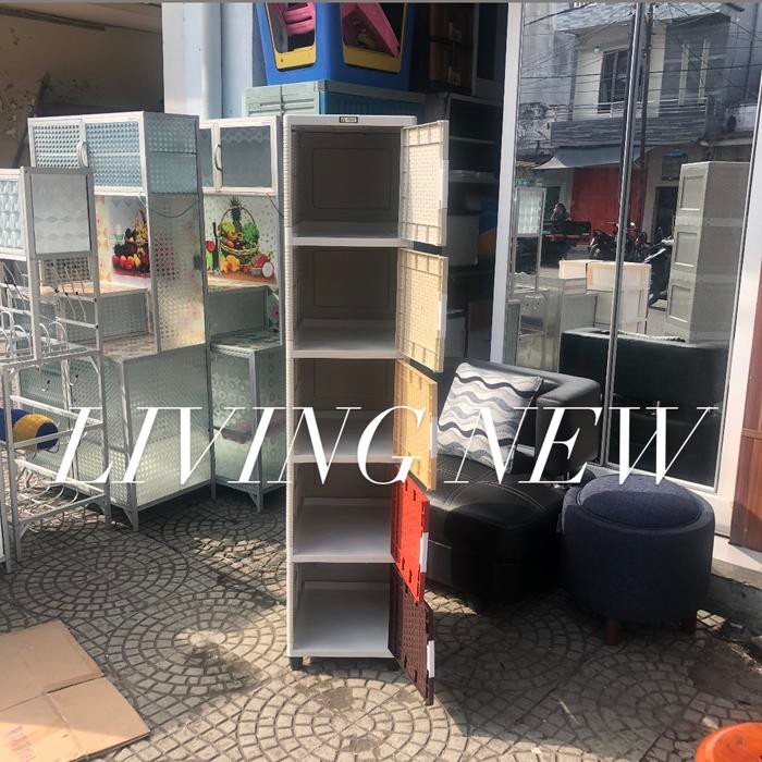 Lemari Plastik 1 Pintu Akako Swing Susun 5 / Rak Serbaguna Plastik