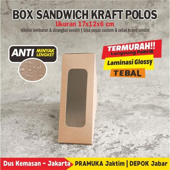 Kemasan Sandwich / Box Sandwich / Packaging Sandwich / Kotak roti Kraft Kode 1109