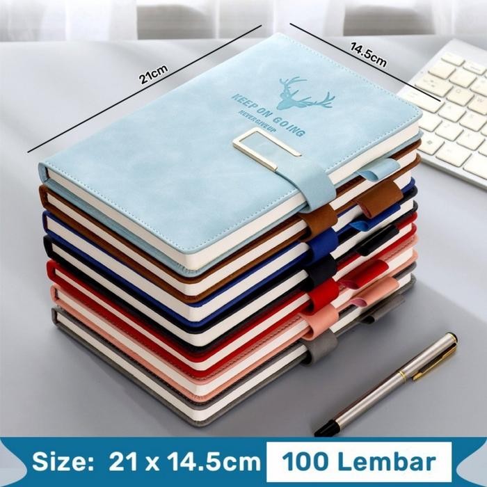 

Terlaris- Buku Catatan Kerja Cover Kulit Sintetis Premium Magnet Kertas A5 Notebooks Magnetic Agenda