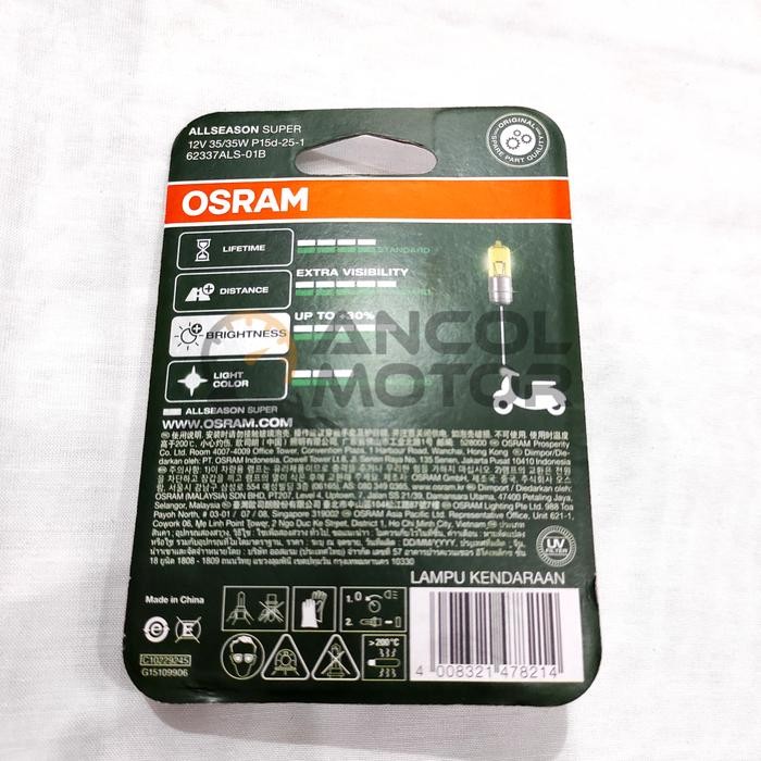 New Osram All Season H6 K1 Bohlam Halogen Lampu Depan Motor Cahaya Kuning Ready