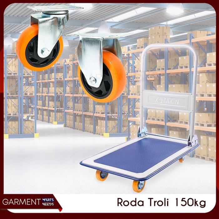 Roda Troli Barang 4 Inch Hand Truck Trolley Ban Karet Dorongan Gerobak