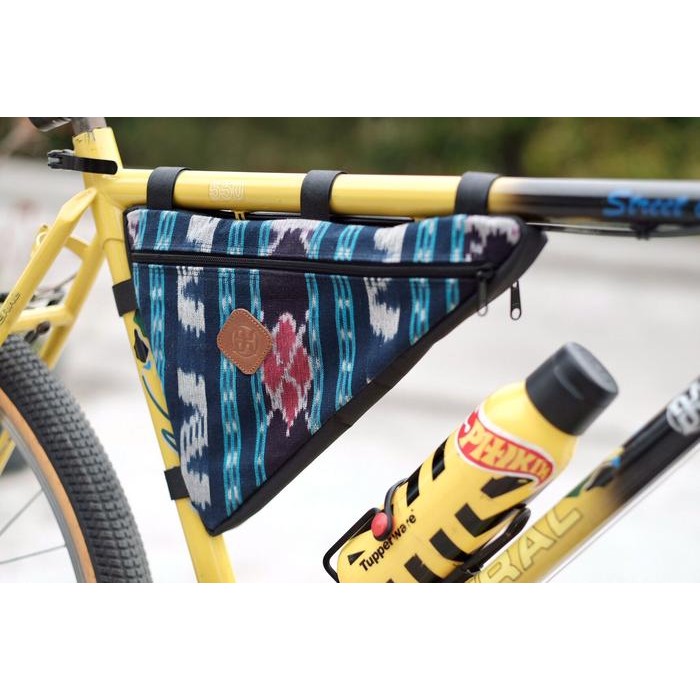 DKLASIK Tas Frame Bag Segitiga Sepeda Tenun Unik Etnik 2 lapis