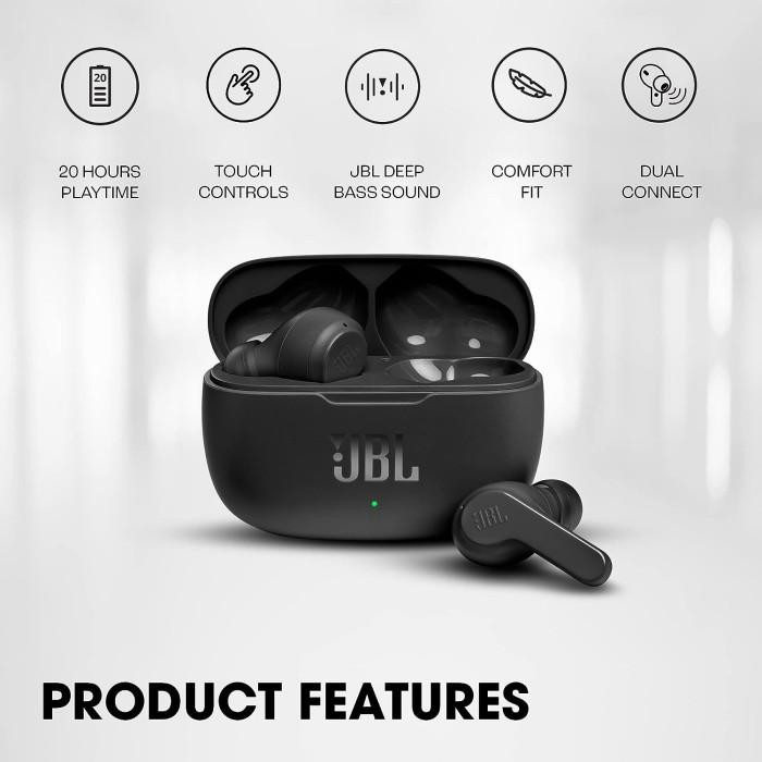 Original Jbl Wave 200 Tws Bluetooth Headset Sport Earphone Wireless Pasti Ori