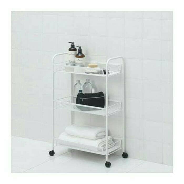 TROLY DAPUR 26X48X77CM BERODA putih kereta dorong makanan