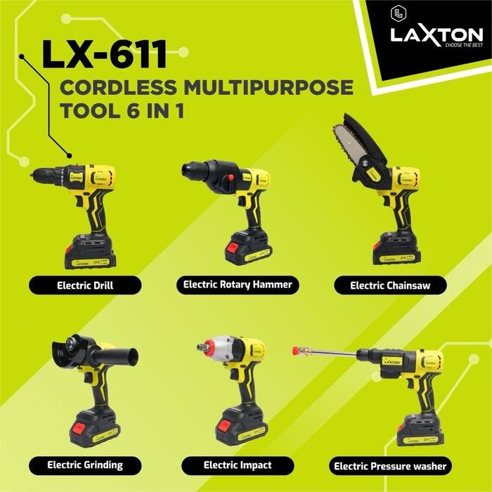 Promo Laxton Lx611 Mesin Bor Gerinda Jet Cleaner Impact Wrench Chainsaw 6In1 Terlaris