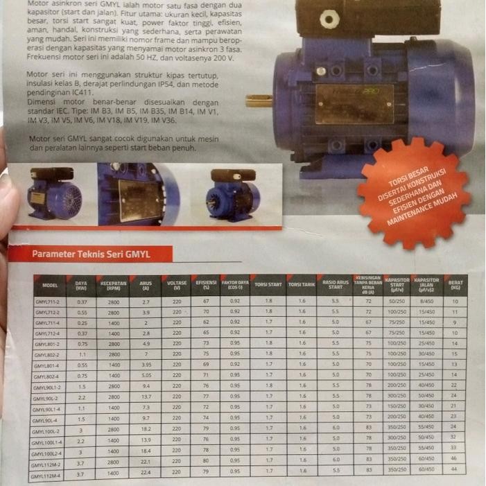 Bebas Ongkir Famoze Pro Dinamo 1 Phase 5 HP 1400 RPM 3.7KW 220V Tipe GMYL Motor Listrik Penggerak