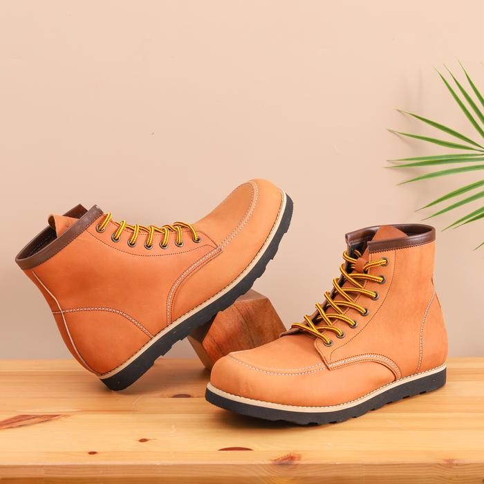 Sepatu Boot Pria Moc Toe Boots Genuine Leather Kulit Asli Model Edgar
