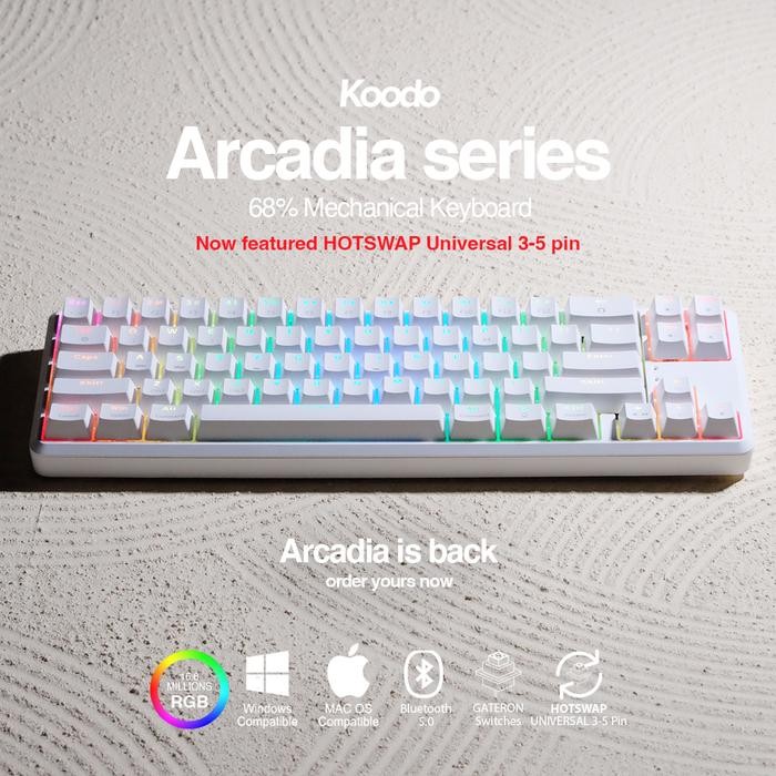 New Product Koodo Arcadia 68% Layout Mechanical Keyboard Gateron White Case