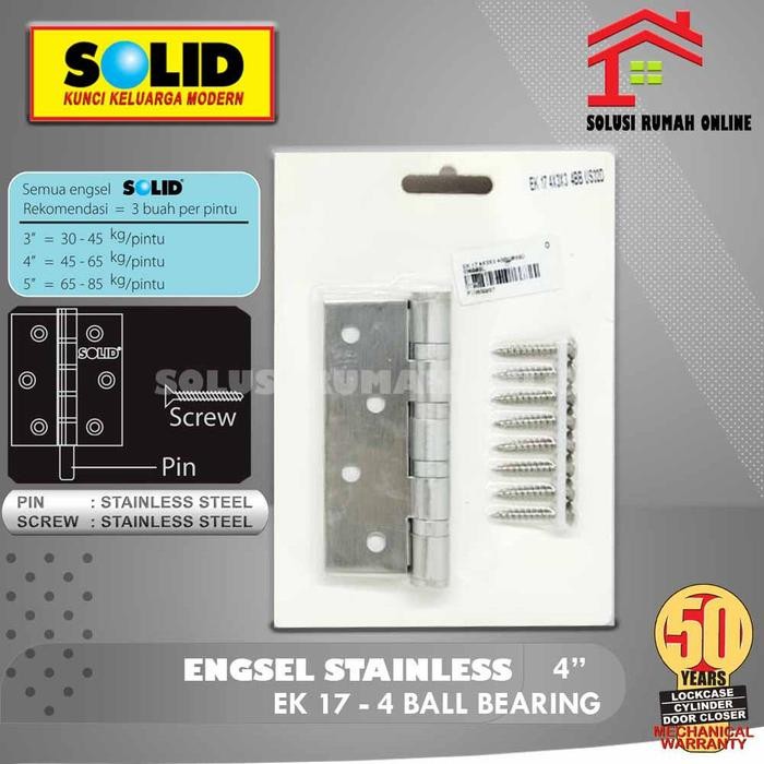(Expert) SOLID Engsel Stainless 4 inch EK 17 / Engsel Pintu 4 Ball Bearing