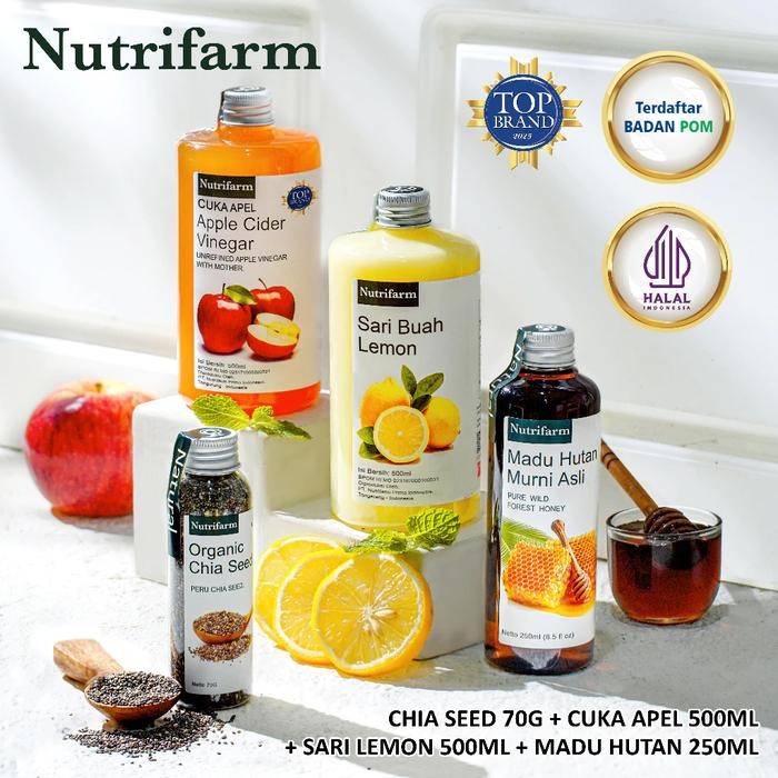 

Nutrifarm Paket 4 In 1 Madu Hutan/ Madu Hutan 250Ml,Cuka Apel 500Ml,Sari Lemon 500Ml Dan Chia Seed