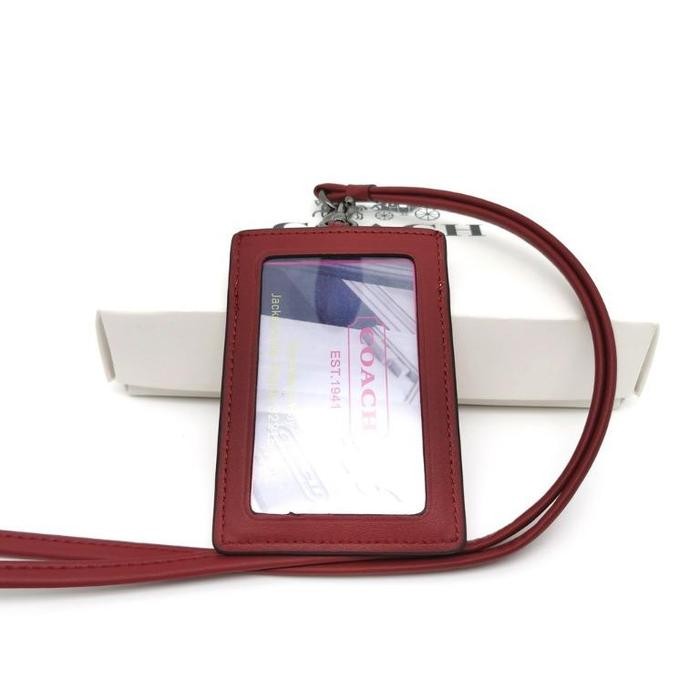 

COACHH CH GANTUNGAN ID HOLDER CARD LANYARD ORIGINAL - FLOWER MAROON DB