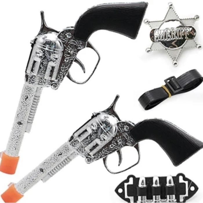 mainan pistol set koboi cowboy gun set weapon props costume