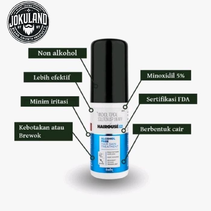 HAIROUSE MINOXIDIL 5% - NON ALKOHOL HAIROUSE ORIGINAL INDIA Menumbuhkan Brewok dan Rambut