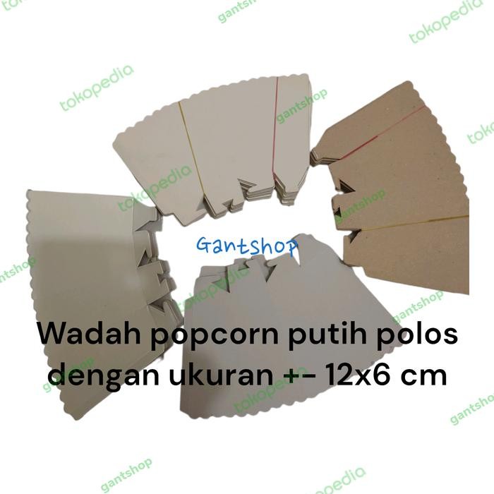 Kotak wadah popcorn l kertas popcorn putih polos