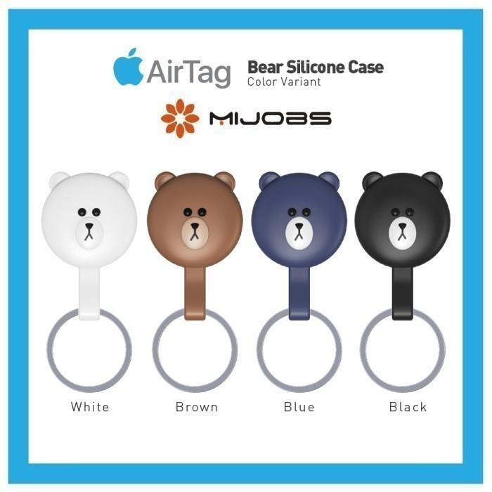 (Allthebest) MIJOBS Gantungan Kunci Silicone Bear u/ Apple AirTag Case Cover Casing