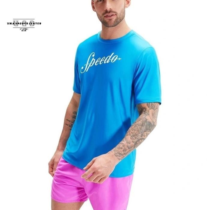 TERLARIS ORIGINAL Baju Renang Pria SPEEDO PRINTED SHORT SLEEVE SWIMTEE MENS