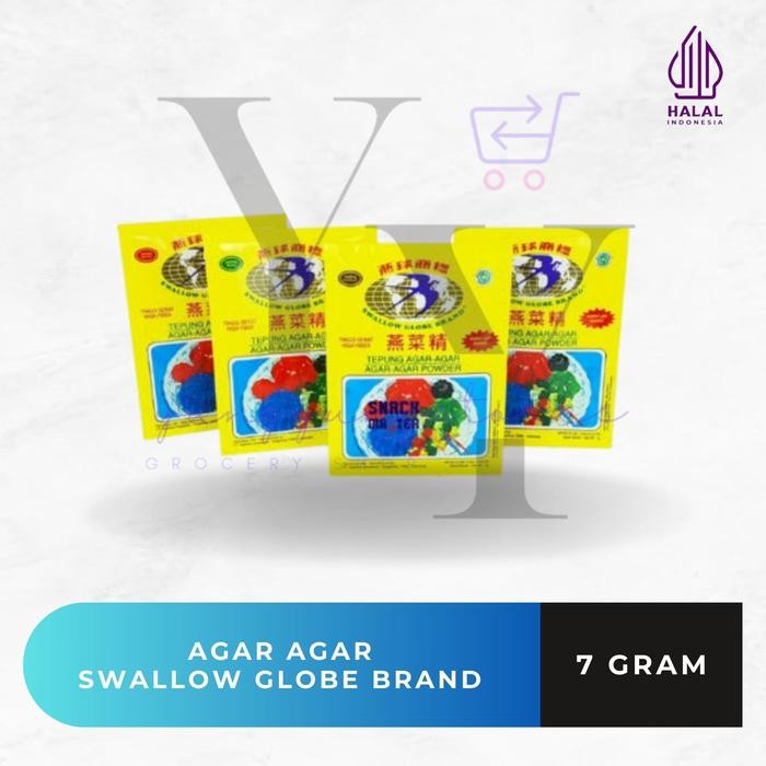 

[BOX] Agar-Agar Swallow Globe Powder Plain / Putih / Merah / Hijau / Cokelat 7 gram