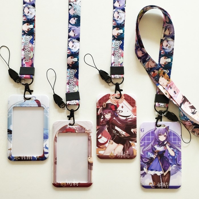 

Ready- Genshin Impact Card Holder Lanyard 5 Klee Hu Tao Keqing Name Tag