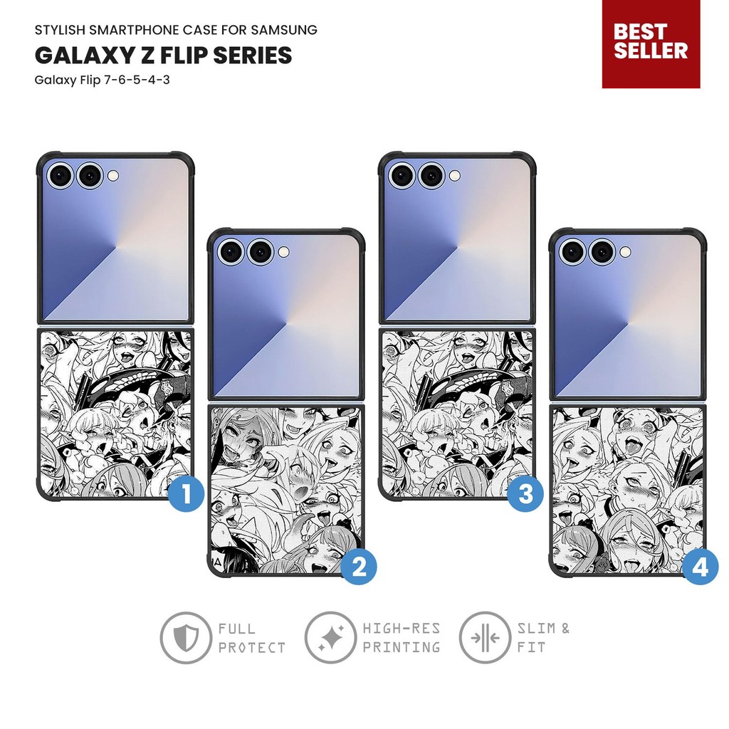 Case Casing Hybrid Softcase Hardcase Samsung Galaxy Z Flip 7 6 5 4 3 Ahegao Face Manga YJL0006