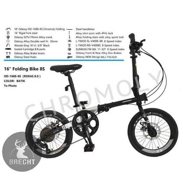 (Jtr/Cargo) Sepeda Lipat 16 Inch Odessy Roxas 8.0 Chromoly 8 Speed