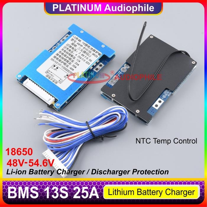 Bms 13S 25A 48V - 54.6V 18650 Lithium Li-Ion Baterai Charger Discharger Protection Modul