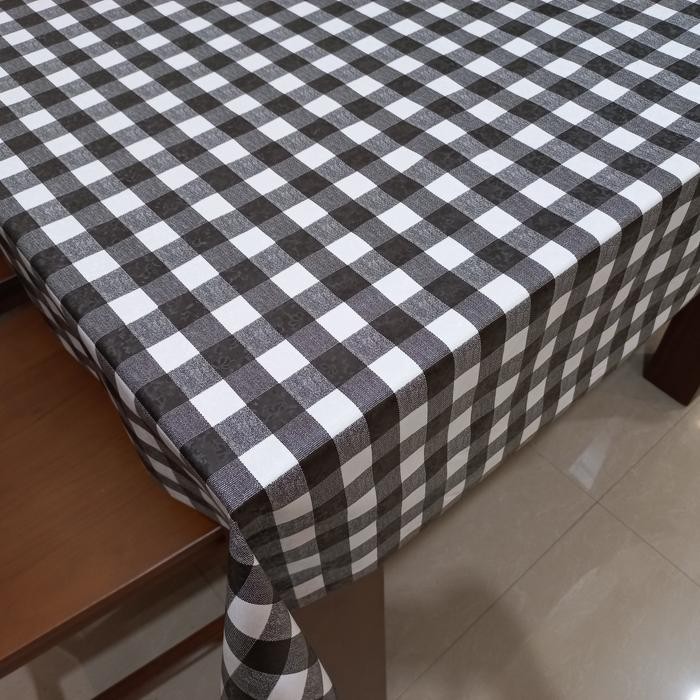 Taplak Meja Plastik Meteran Kotak Kotak Hitam Putih Minimalis Anti Air