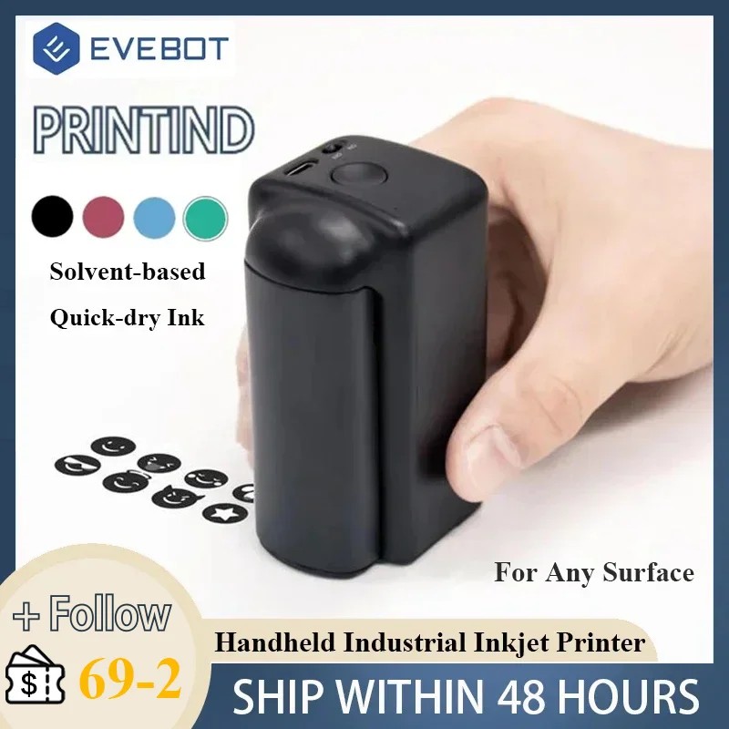 EVEBOT PRINTIND Portable Handheld Industrial Inkjet Printer Bluetooth Wireless Smart Mini Printer