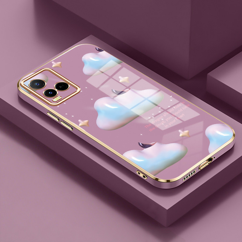 Casing Untuk VIVO Y21 Y21s Y21t Y21e Y21a Y21G Y33s Y33t Case Casing Awan berwarna silikon tahan HP 