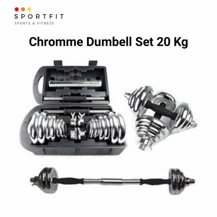 Chromme Dumbell Set 20kg Barbel Set 20kg Dumbel Set 20kg