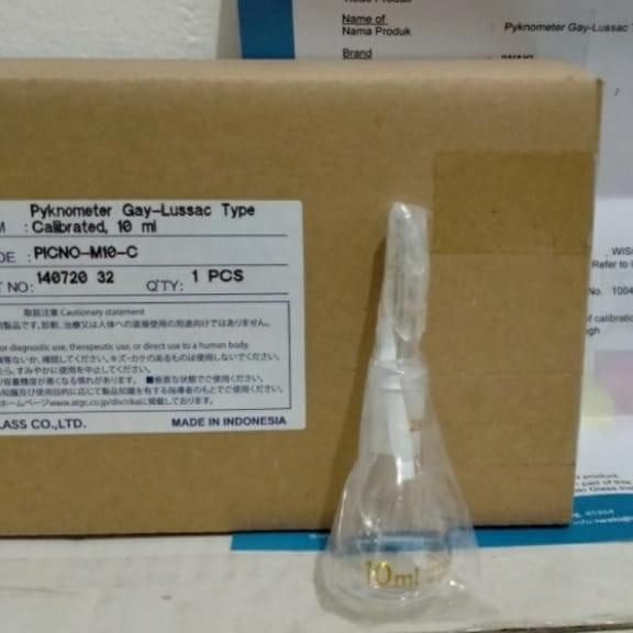 Piknometer 10 Ml. Calibrated Iwaki. Picnometer 10 Ml Iwaki. M10C