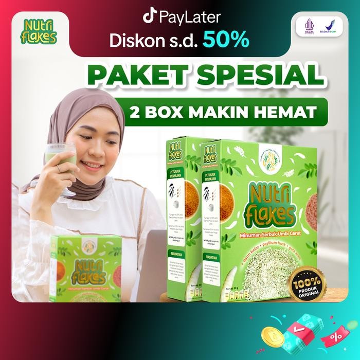 

New 2 Box Nutriflakes Original Sereal Umbi Garut Bantu Masalah Lambung