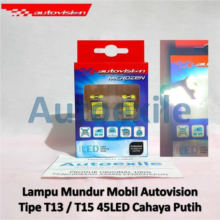 Cuci Gudang Autovision Microzen LED T13 T15 T16 7W 45LED White Putih Original Lampu Mundur Mobil