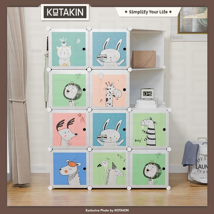 KOTAKIN Lemari Rakit Plastik DIY Wardrobe Pakaian Gantungan Rak Baju Anak Dewasa Jumbo Animal
