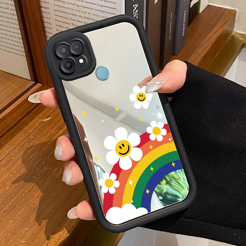 Casing Hp OPPO A15 A15s A35 Case Casing Pelangi Daisy Kasing HP Kesing Silikon Softcase cermin Cesin